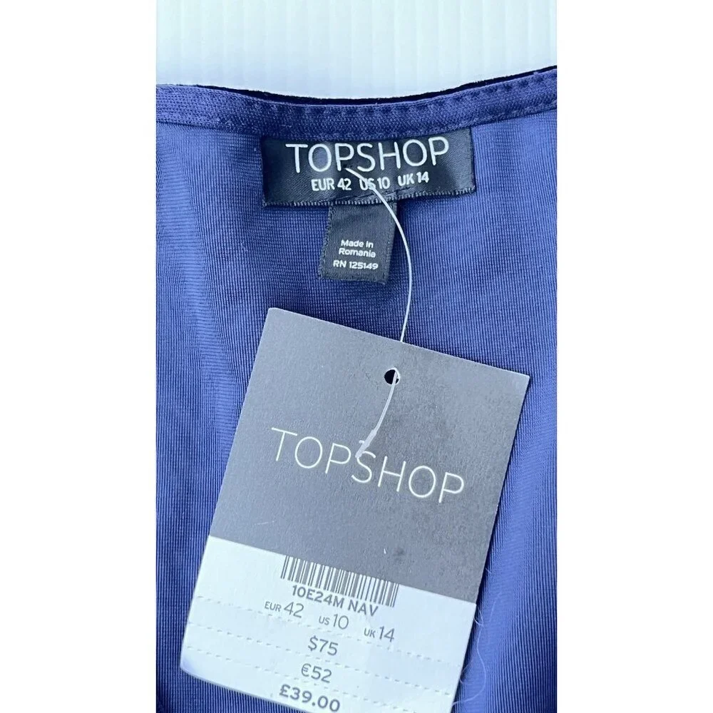 Topshop Women Velvet Lace Trim Short Sleeve Mini Dress Size 10 US - Picture 11 of 13